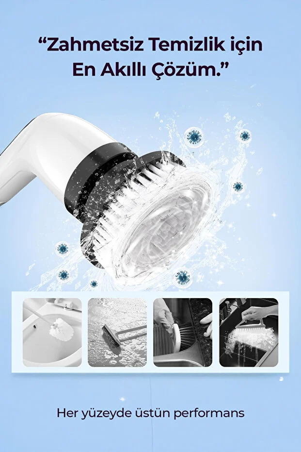 ROBO 9 Başlıklı Şarjlı Dijital Temizlik Fırçası